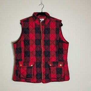 St. John's Bay Red and Black Quilted Vest